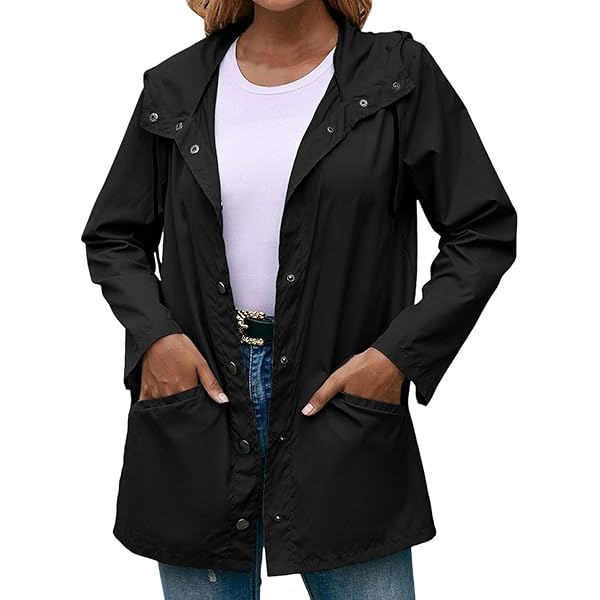 Amazon.com: Women Solid Rain Jacket Outdoor Hooded Windproof